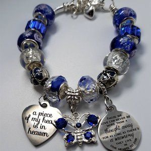 Blue and Silver European Style Charm Bracelet